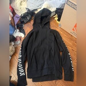 Uniqlo Black Hoodie with White Sleeve Graphics